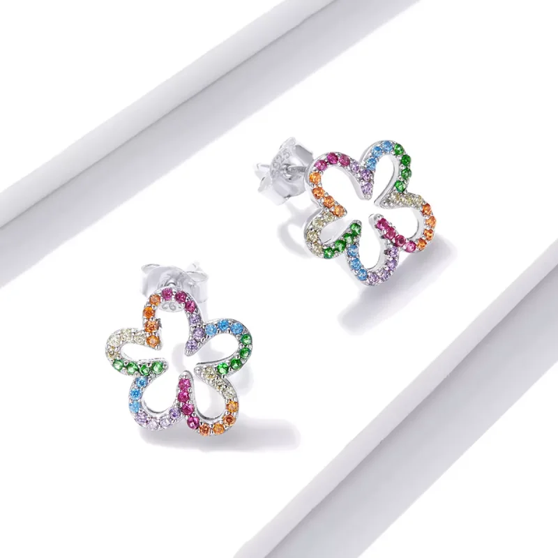 (immagine per) Orecchini a Lobo tipo Pandora Fiori dai sette colori - BSE487 - Visualizza 4
