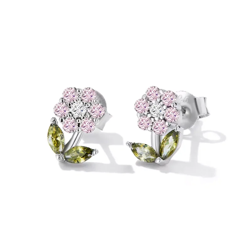 (immagine per) Orecchini a Lobo tipo Pandora Fiori delicati - BSE592-PK - Visualizza 2
