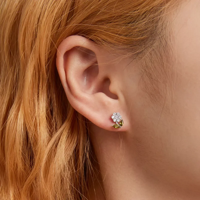 (immagine per) Orecchini a Lobo tipo Pandora Fiori delicati - BSE592-WH - Visualizza 5