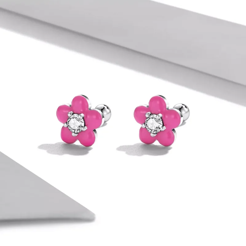 (immagine per) Orecchini a Lobo tipo Pandora Fiori rosa fluorescenti - SCE1353 - Visualizza 4