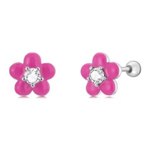 (immagine per) Orecchini a Lobo tipo Pandora Fiori rosa fluorescenti - SCE1353