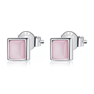 (immagine per) Orecchini a Lobo tipo Pandora Geometria semplice - Occhio di gatto rosa - SCE1269-PK