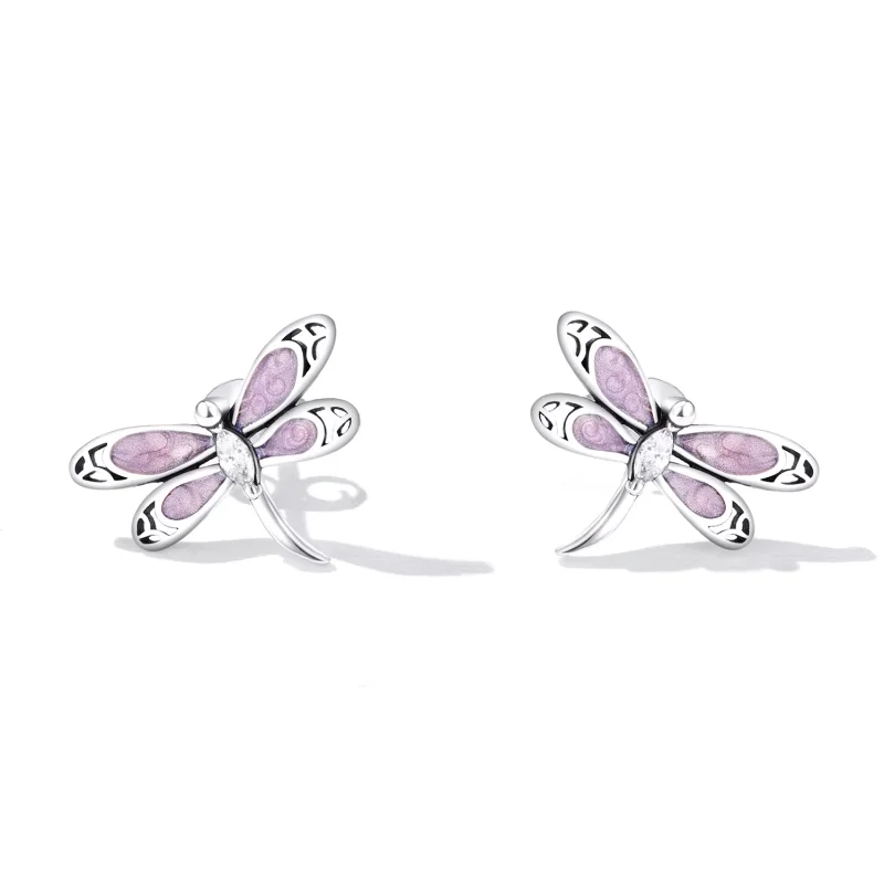 (immagine per) Orecchini a Lobo tipo Pandora Libellula rosa ragazza - SCE1414 - Visualizza 2