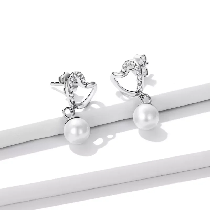 (immagine per) Orecchini a Lobo tipo Pandora Love Shell Beads-Elegante - BSE552 - Visualizza 2