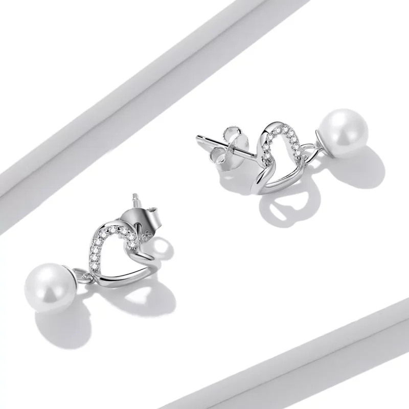 (immagine per) Orecchini a Lobo tipo Pandora Love Shell Beads-Elegante - BSE552 - Visualizza 4