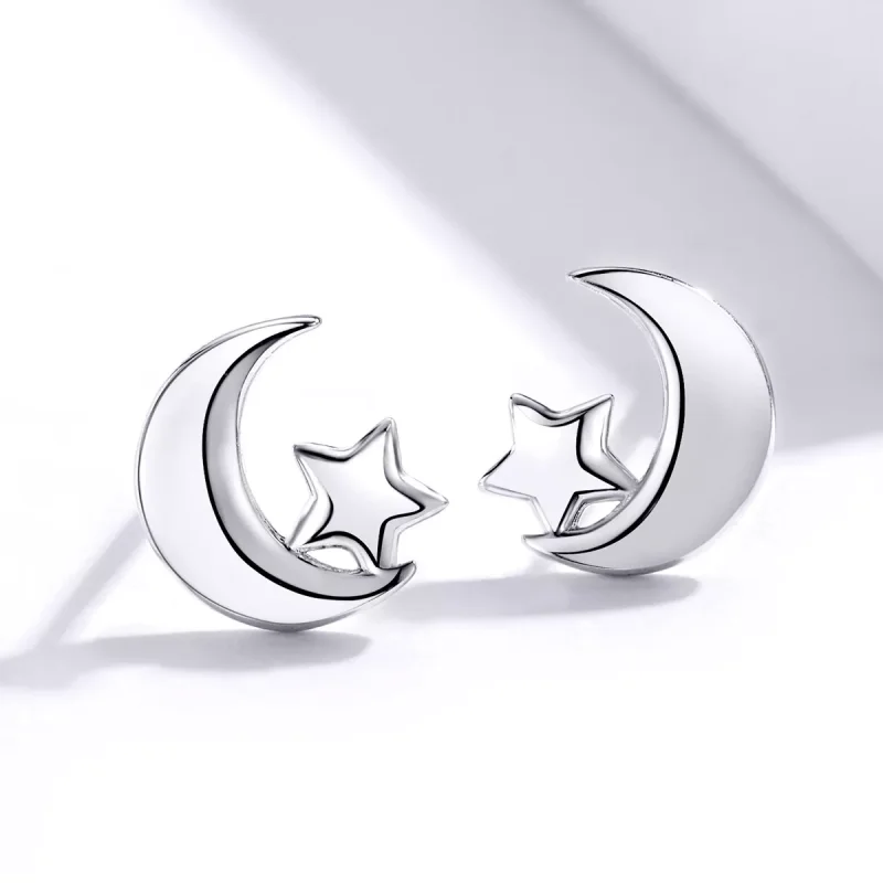 (immagine per) Orecchini a Lobo tipo Pandora Luna e Stelle - SCE726 - Visualizza 3