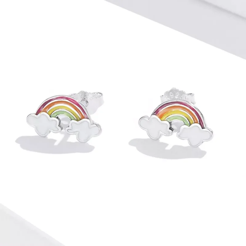 (immagine per) Orecchini a Lobo tipo Pandora Nuvole Arcobaleno - SCE1339 - Visualizza 2