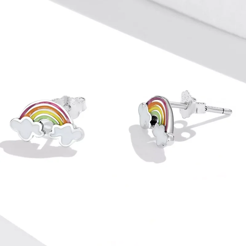 (immagine per) Orecchini a Lobo tipo Pandora Nuvole Arcobaleno - SCE1339 - Visualizza 3