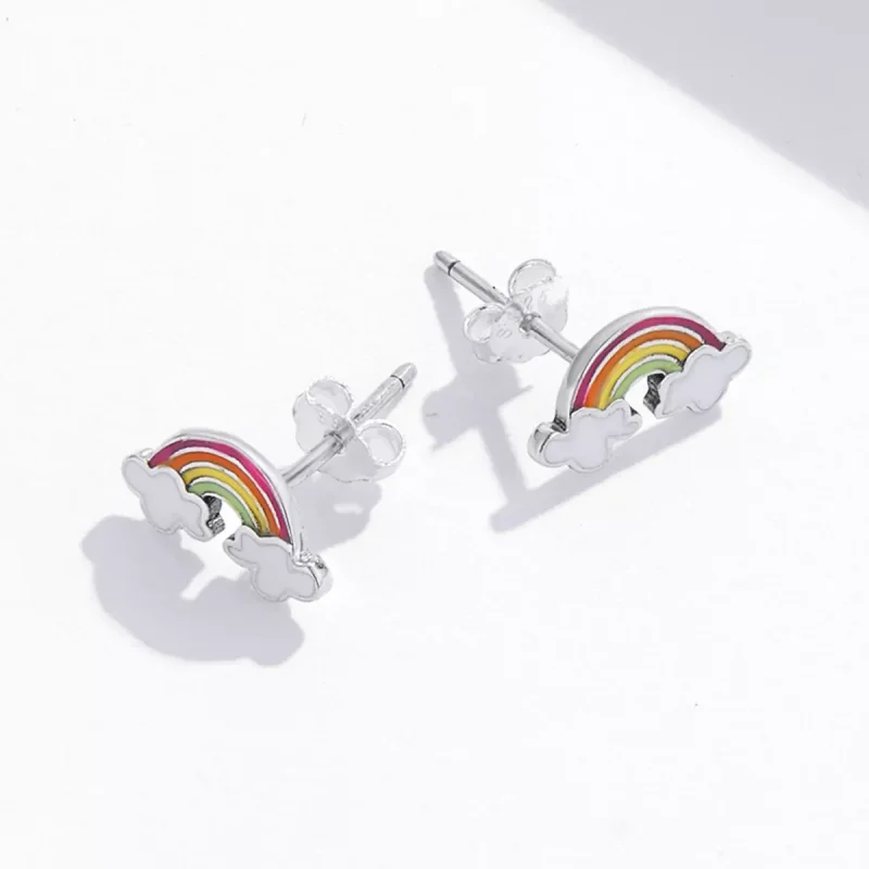 (immagine per) Orecchini a Lobo tipo Pandora Nuvole Arcobaleno - SCE1339 - Visualizza 4