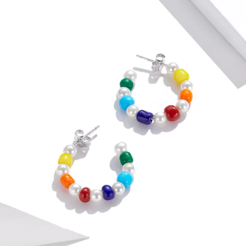 (immagine per) Orecchini a Lobo tipo Pandora Perline di conchiglia arcobaleno - SCE1183 - Visualizza 2