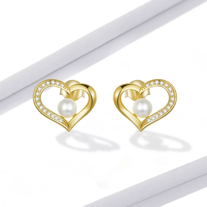(immagine per) Orecchini a Lobo tipo Pandora Perline Love Shell - Semplice - BSE550-B - Visualizza 2
