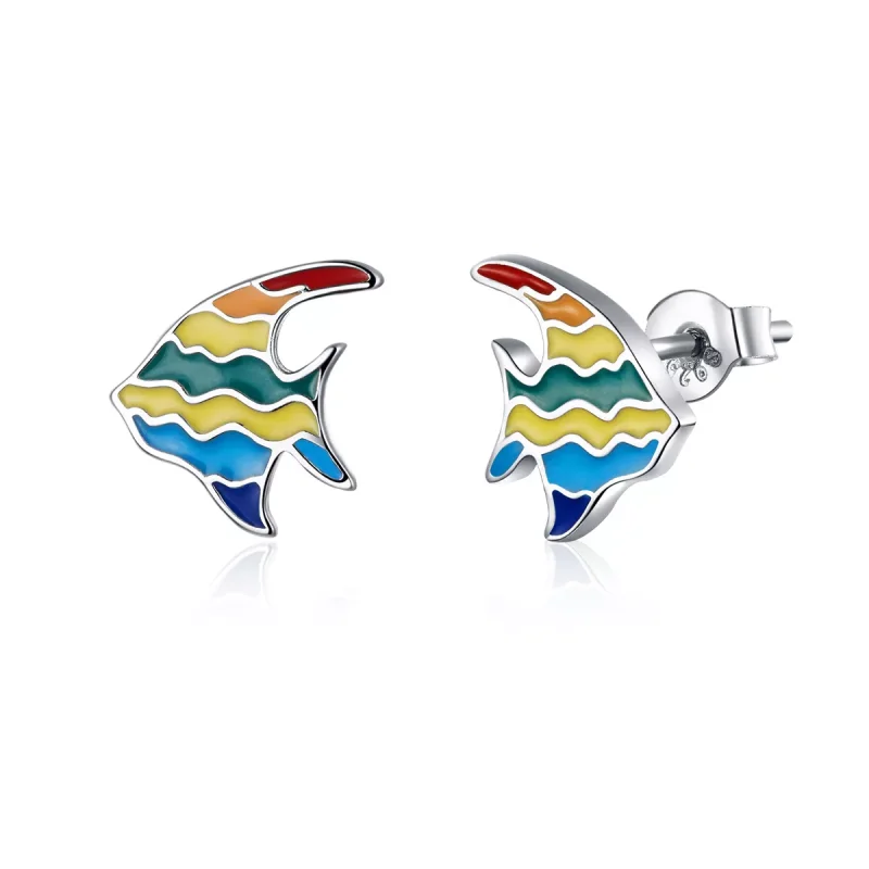 (immagine per) Orecchini a Lobo tipo Pandora Pesce arcobaleno - SCE824
