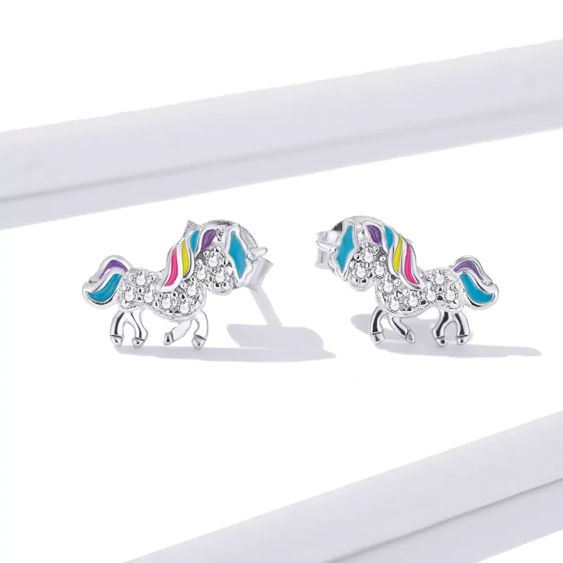 (immagine per) Orecchini a Lobo tipo Pandora Unicorno - BSE352 - Visualizza 2