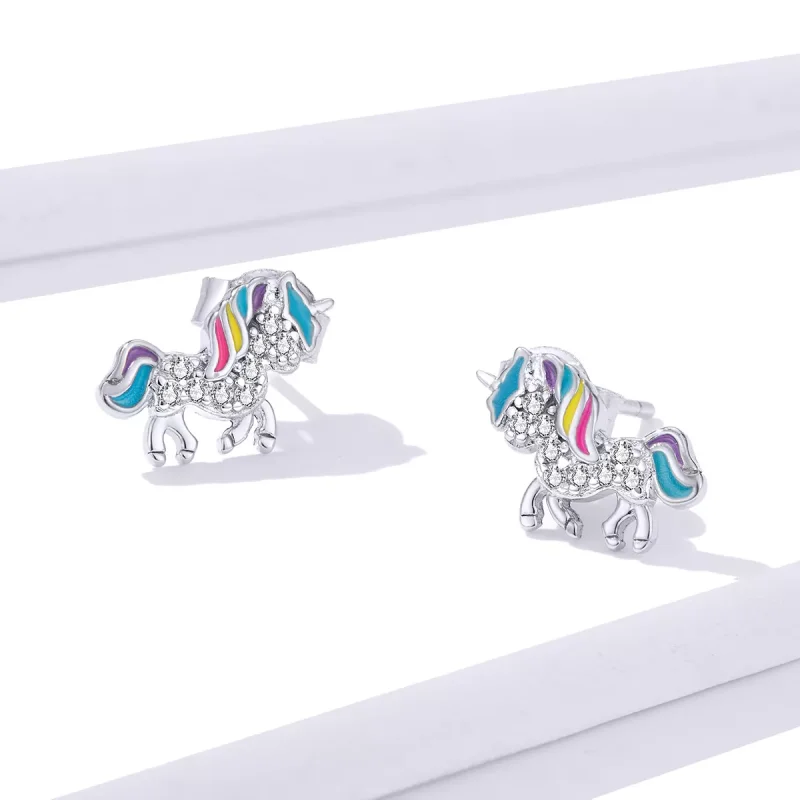 (immagine per) Orecchini a Lobo tipo Pandora Unicorno - BSE352 - Visualizza 3