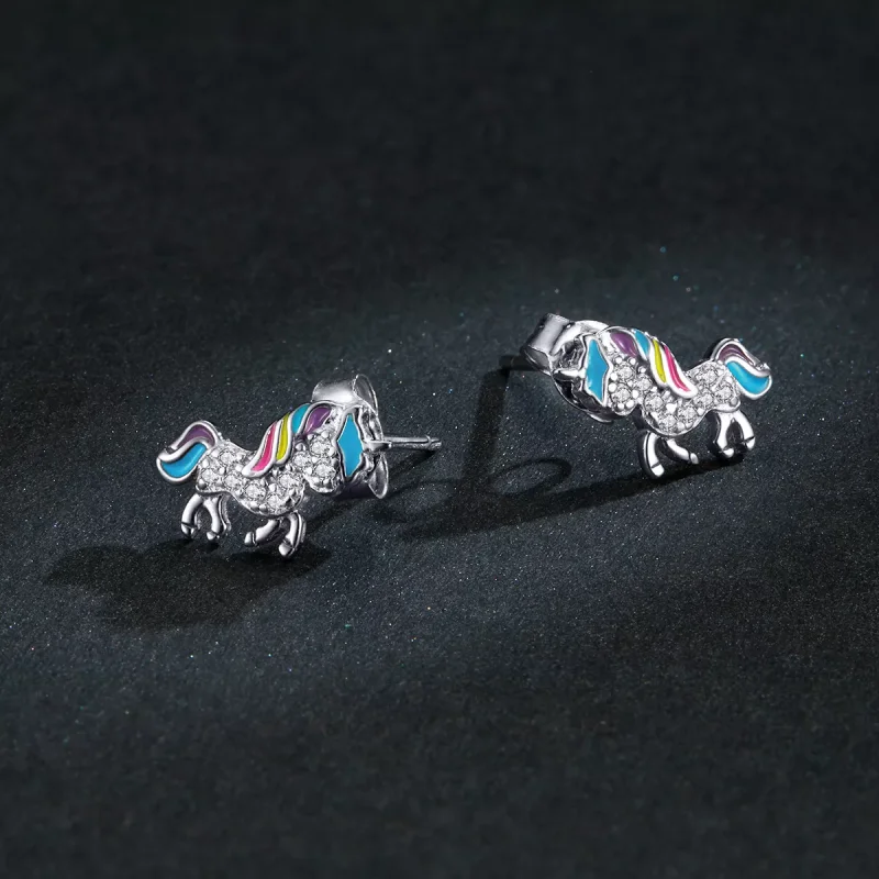 (immagine per) Orecchini a Lobo tipo Pandora Unicorno - BSE352 - Visualizza 5