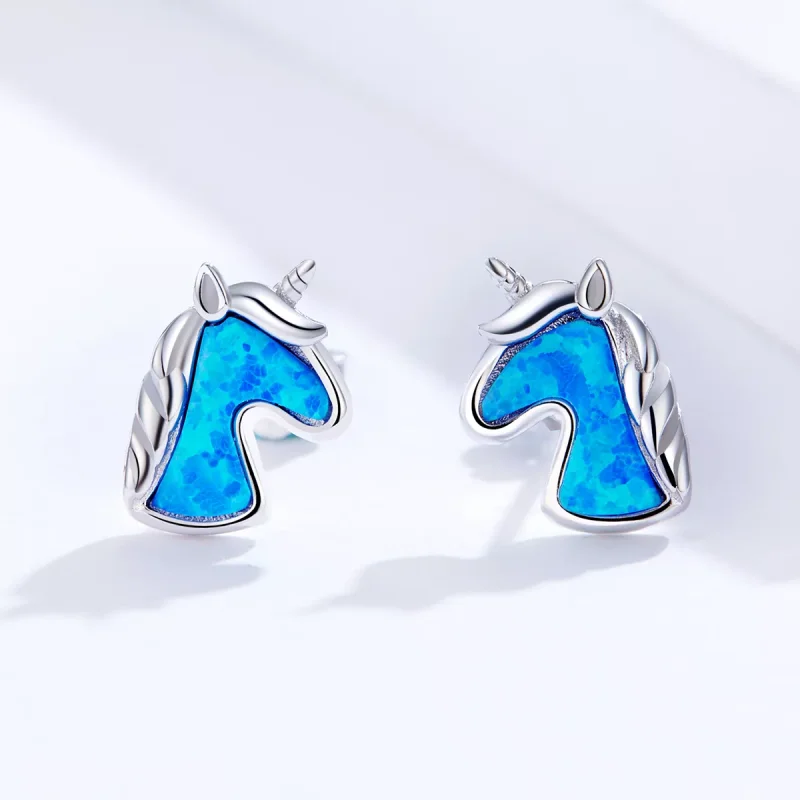 (immagine per) Orecchini a Lobo tipo Pandora Unicorno opale azzurro - SCE815-A - Visualizza 2