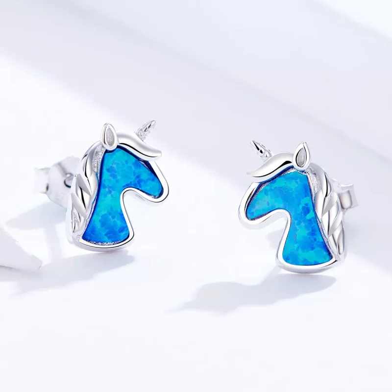(immagine per) Orecchini a Lobo tipo Pandora Unicorno opale azzurro - SCE815-A - Visualizza 3