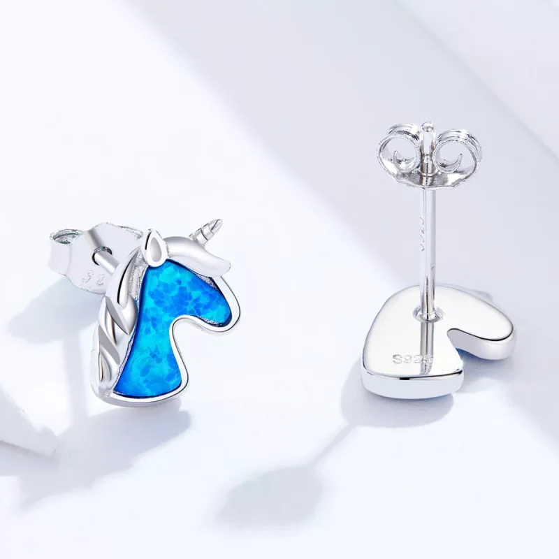 (immagine per) Orecchini a Lobo tipo Pandora Unicorno opale azzurro - SCE815-A - Visualizza 4