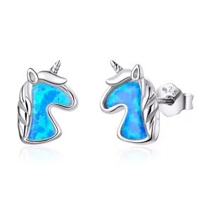 (immagine per) Orecchini a Lobo tipo Pandora Unicorno opale azzurro - SCE815-A