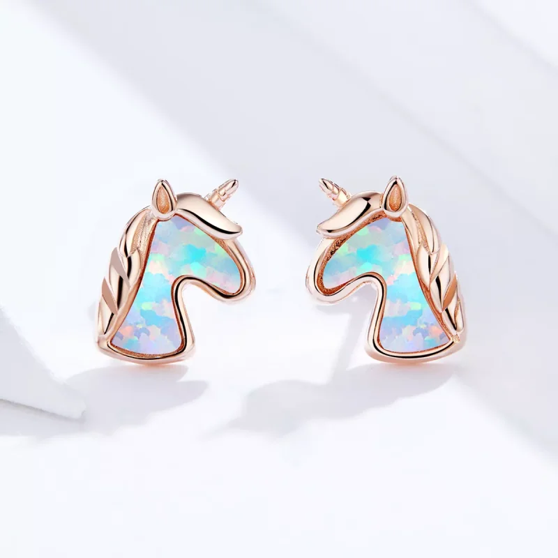 (immagine per) Orecchini a Lobo tipo Pandora Unicorno opale blu oceano - SCE815-C - Visualizza 2