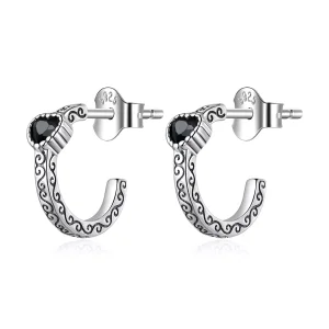(immagine per) Orecchini a Lobo tipo Pandora Zircone nero vintage - SCE1520