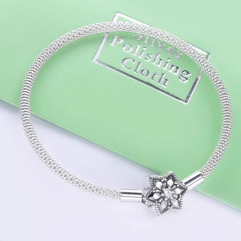 (immagine per) Bracciale Pandora Moments con maglia mesh Fiocco di neve brillante - 598616C01 - Visualizza 2