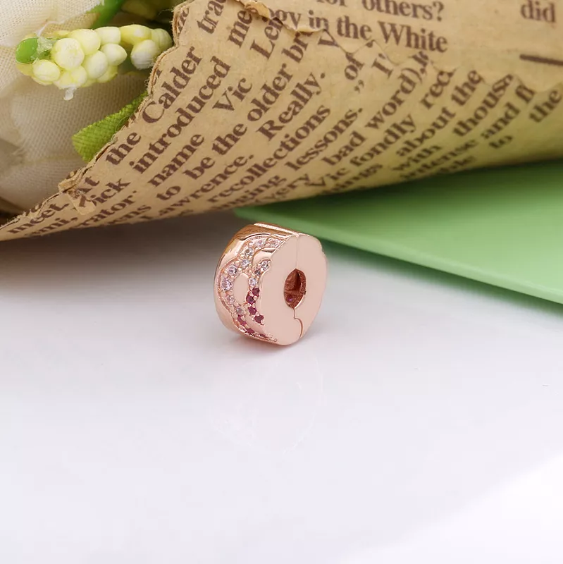(immagine per) Clip PANDORA con inserto in silicone con motivo ventaglio rosa - 788153C01 - Visualizza 2