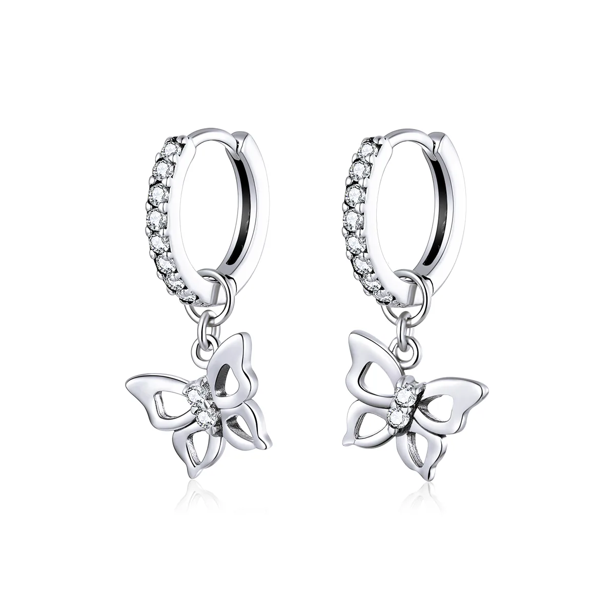 Orecchini pendenti a forma di farfalla con zirconi cubici CZ per donna