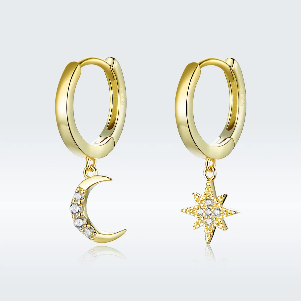 Orecchini Pendenti Luna E Stella In Acciaio Inox Oro O Argento – Made By Nami