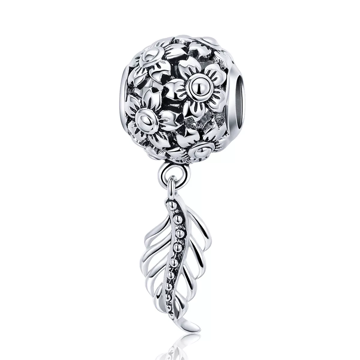 charm tipo pandora fiori e foglie scc715