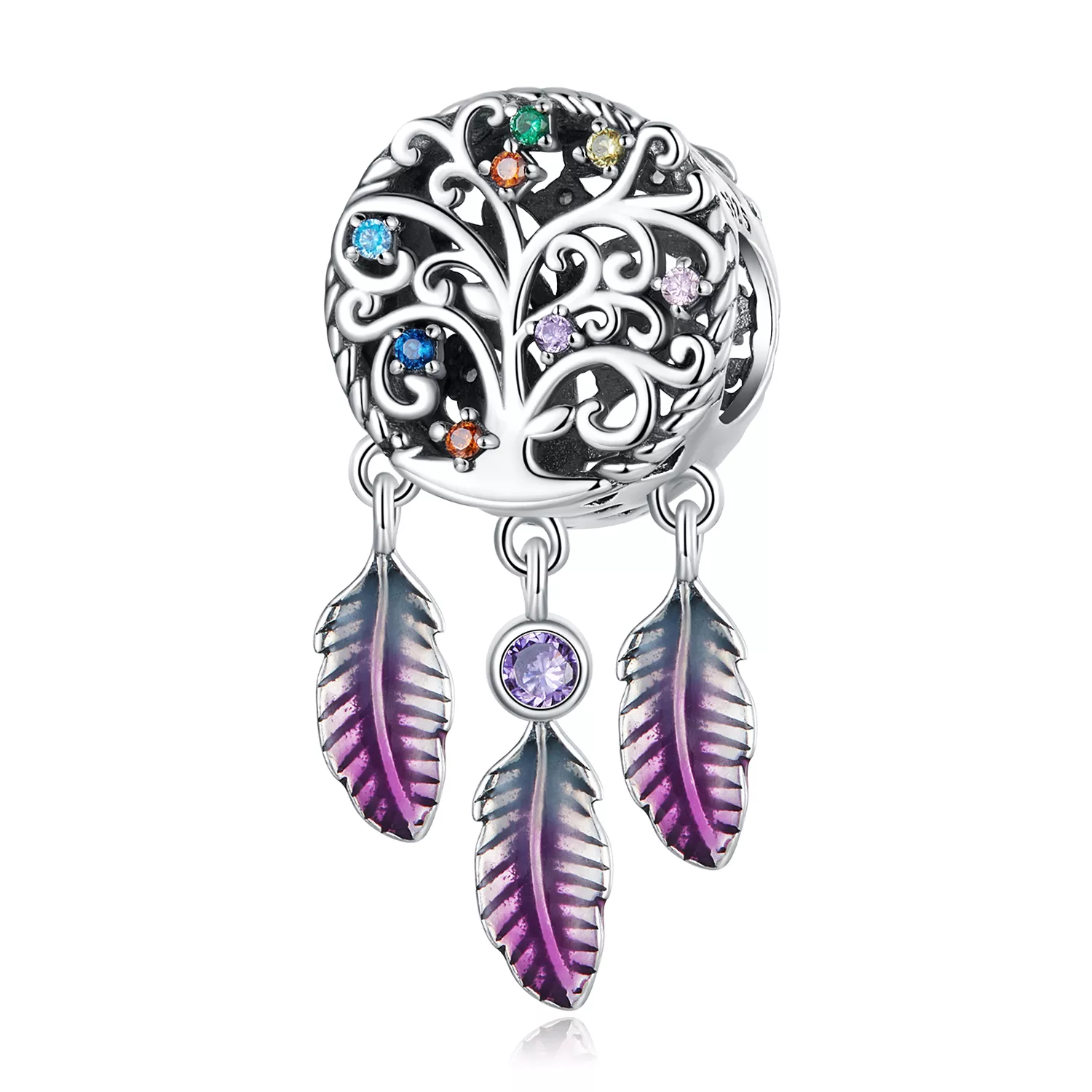 charm tipo pandora l'acchiappasogni dell'albero della vita scc2268