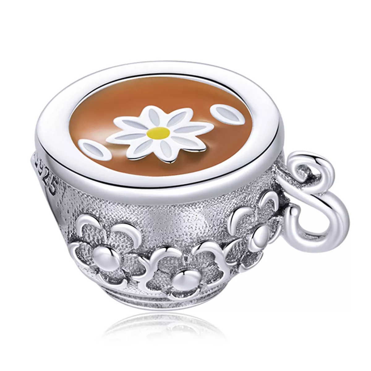 charm tipo pandora tazza da tè di fiori scc1915