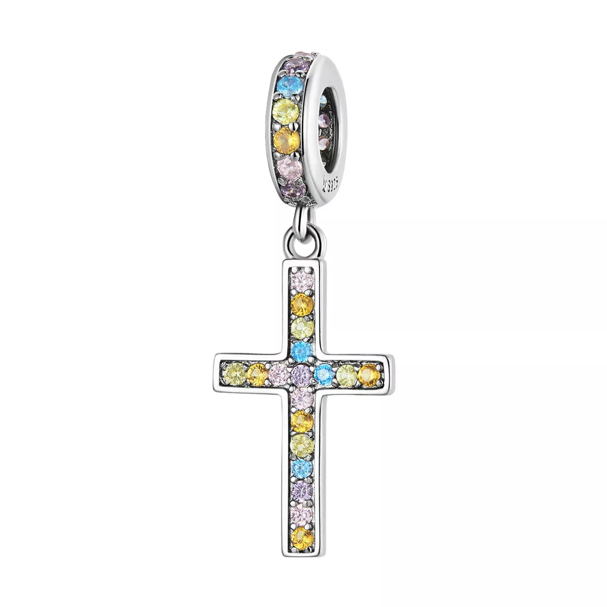 charm pendente tipo pandora croce colorata scc2156