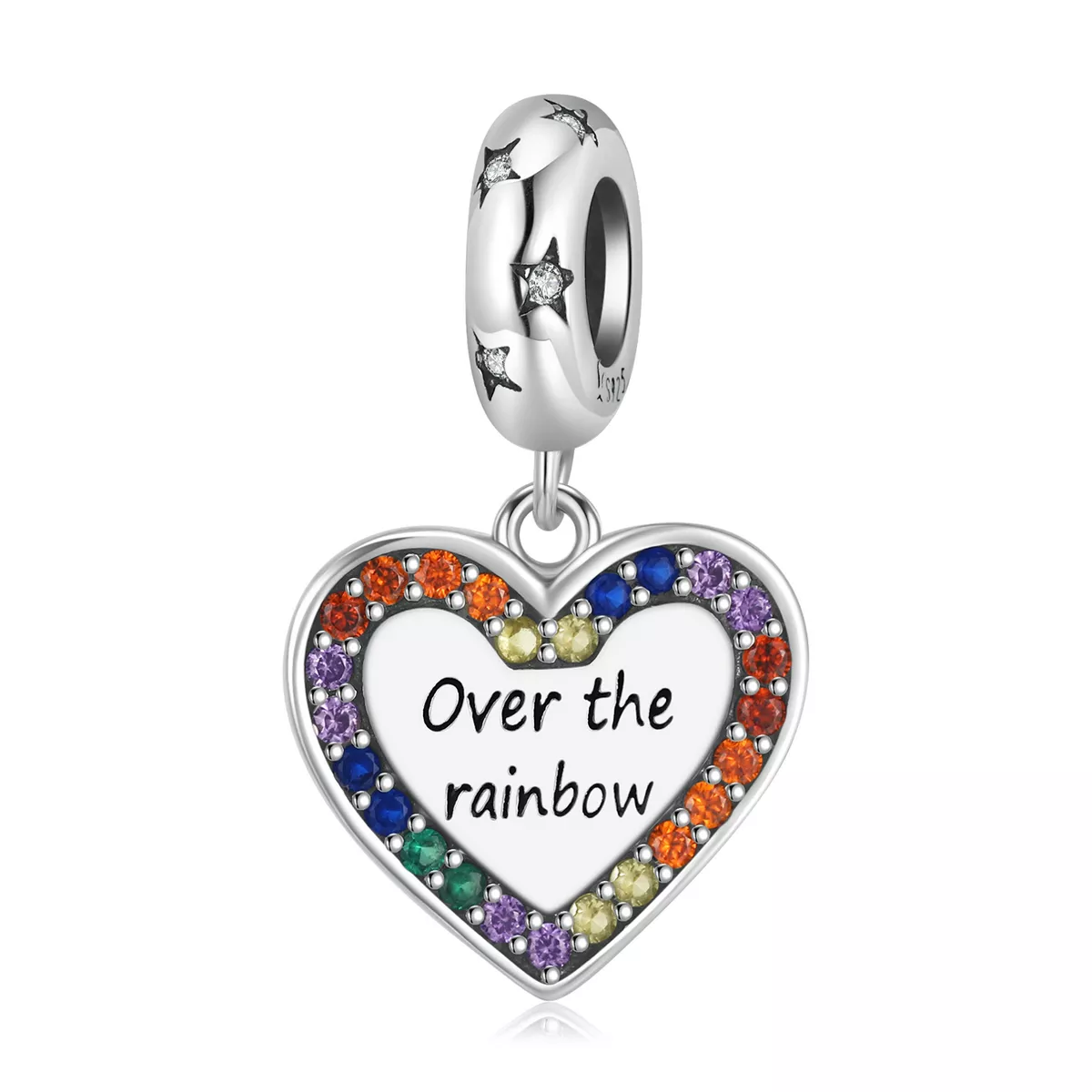 charm pendente tipo pandora cuore arcobaleno scc2146