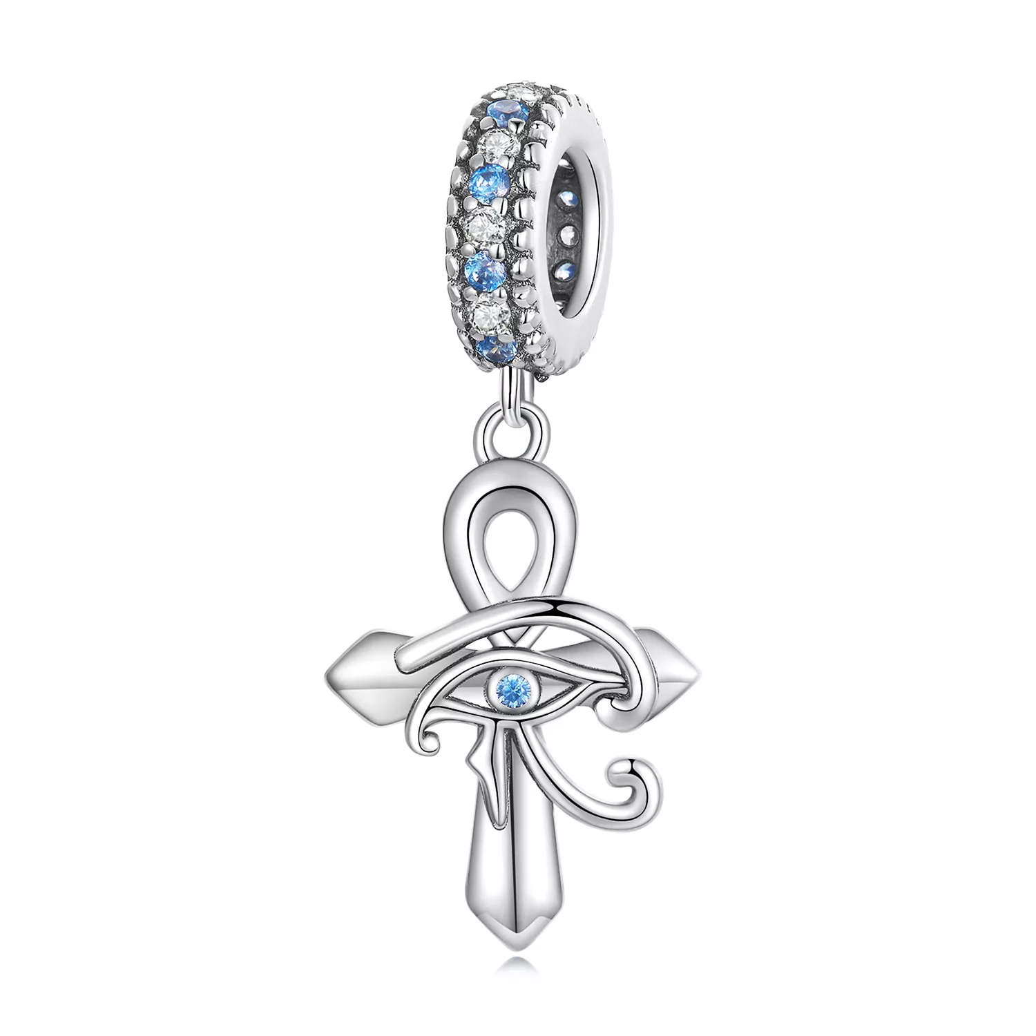 charm pendente tipo pandora occhio di horus sulla croce scc2371