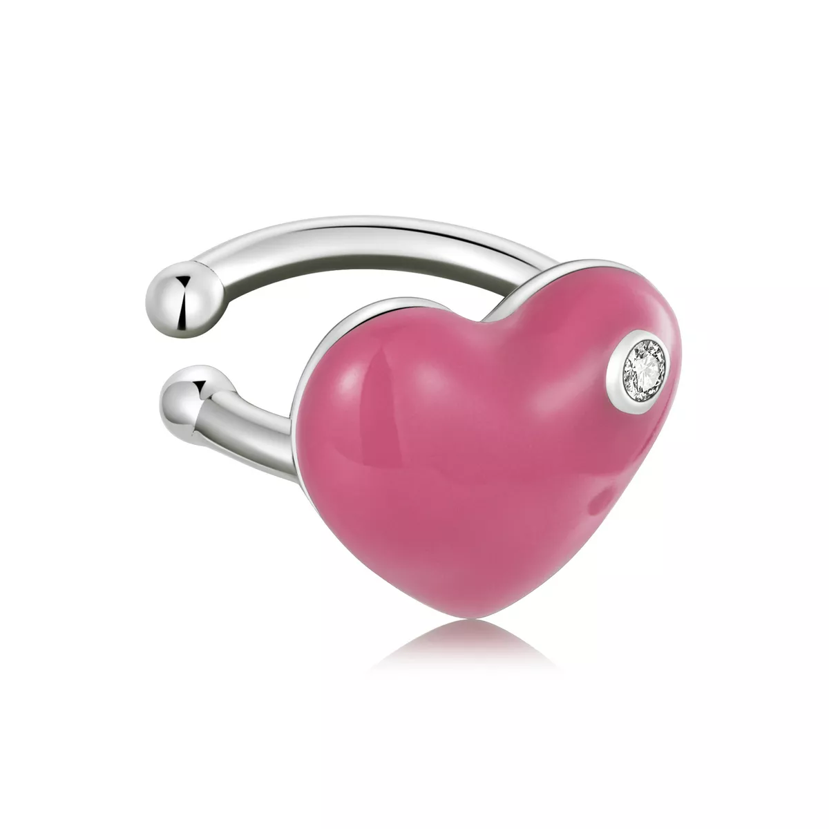 orecchio clip tipo pandora cuore rosso rosa sce1362