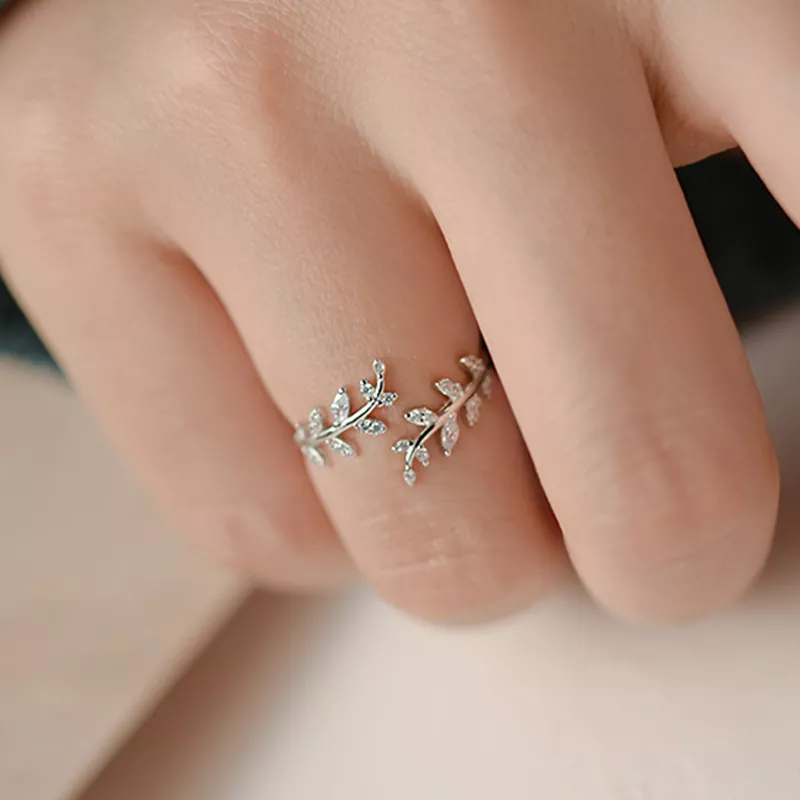 Enautoabs Anello Boho A Foglia D'oro Regolabile Da Dito Aperto - Anello