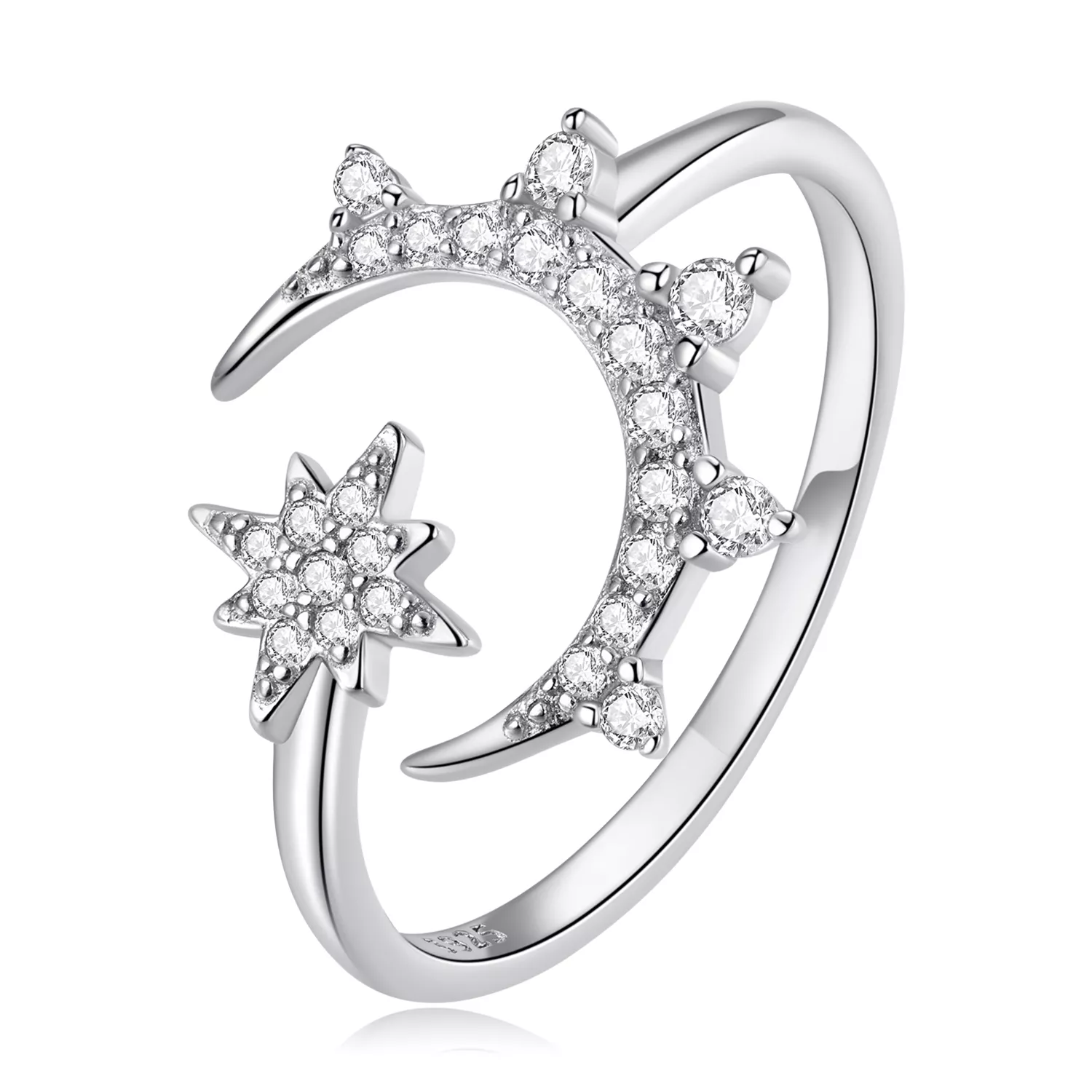 anello aperto tipo pandora luna e stelle bsr300