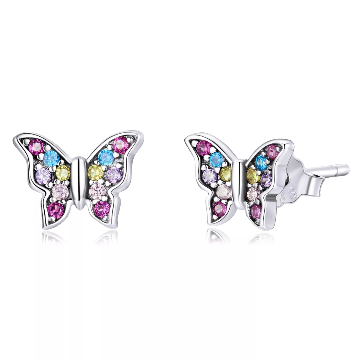 orecchini a lobo tipo pandora farfalla colorata bse514