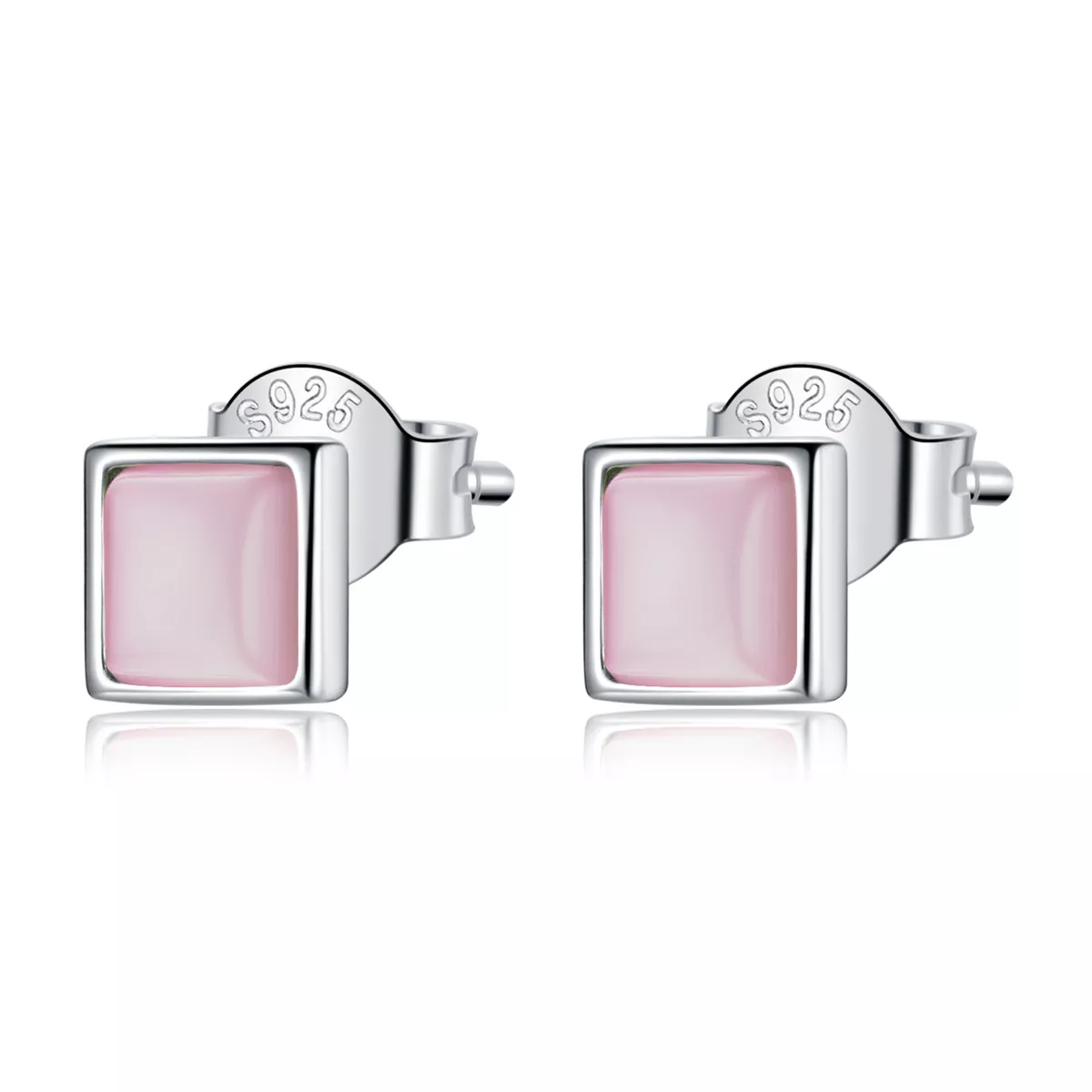 orecchini a lobo tipo pandora geometria semplice occhio di gatto rosa sce1269 pk