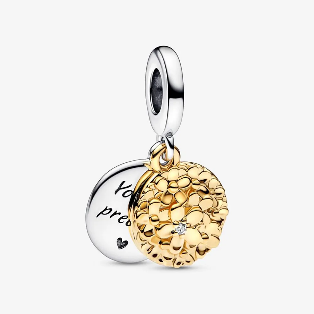 pandora ciondolo a doppio pendente a forma di margherita bicolore 762341c01