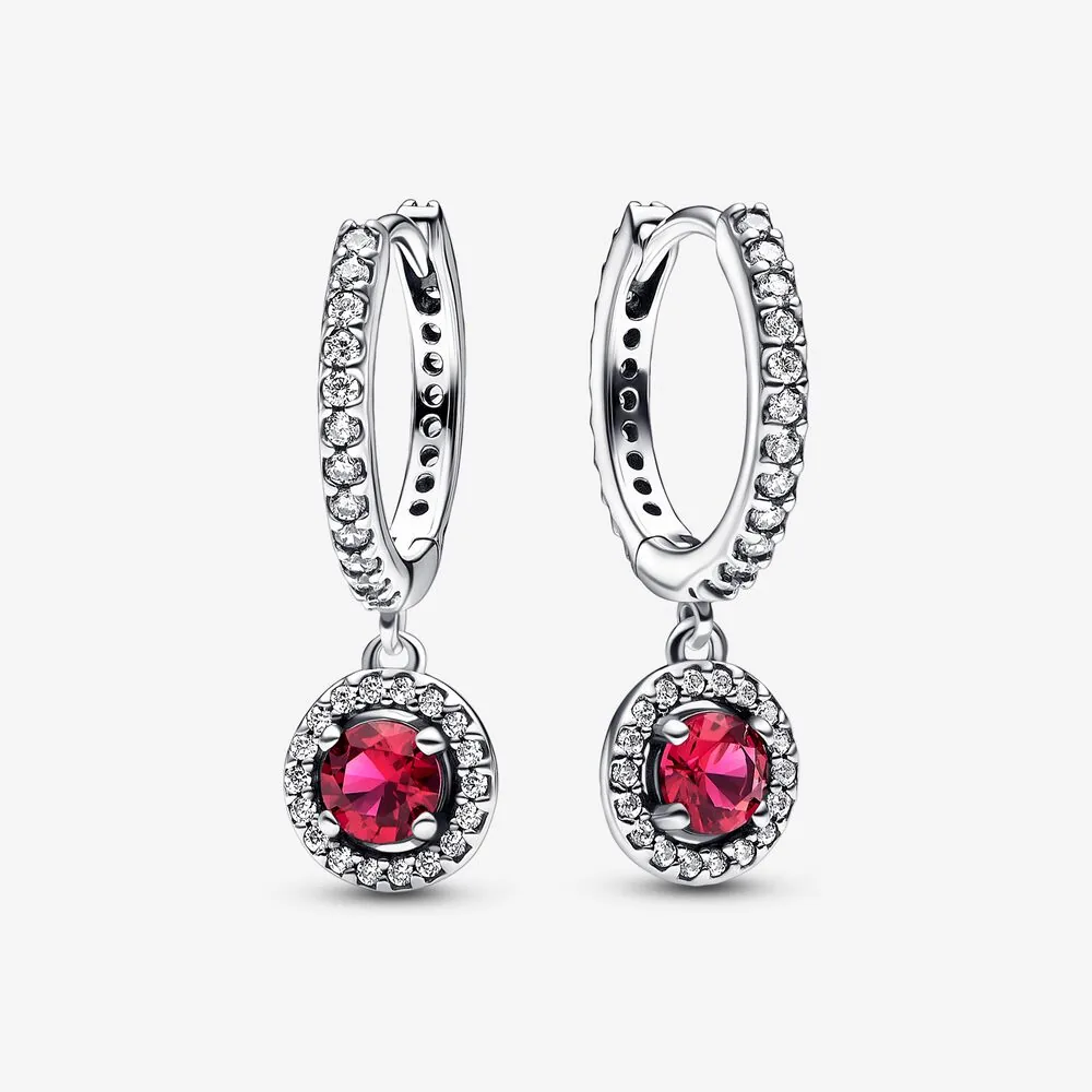 pandora orecchini a cerchio scintillanti rossi 292379c01