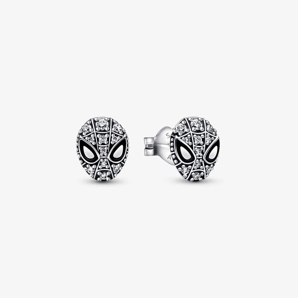 pandora orecchini a perno con maschera di spider man marvel pavé 292354c01