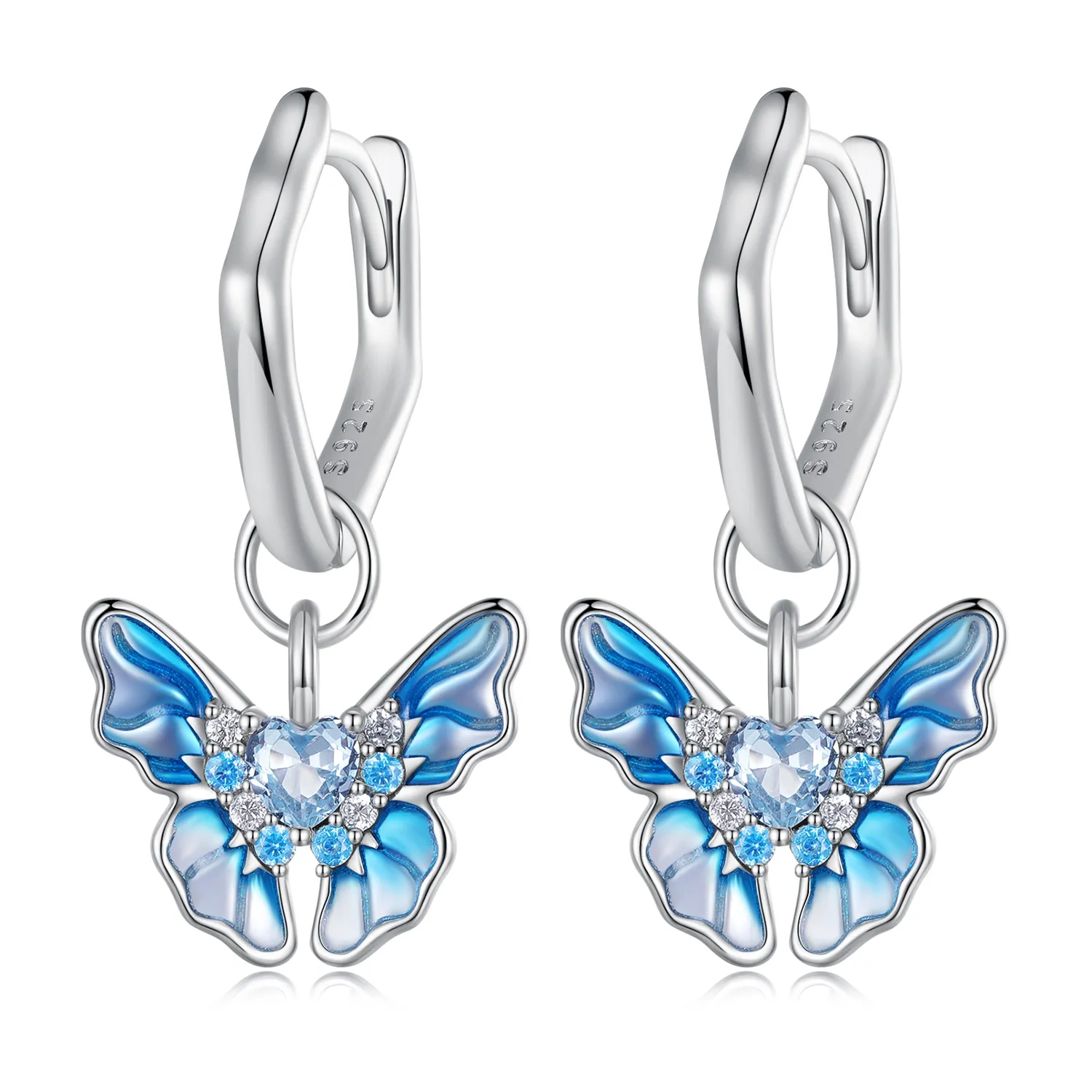orecchini a cerchio con farfalla stile pandora bse845