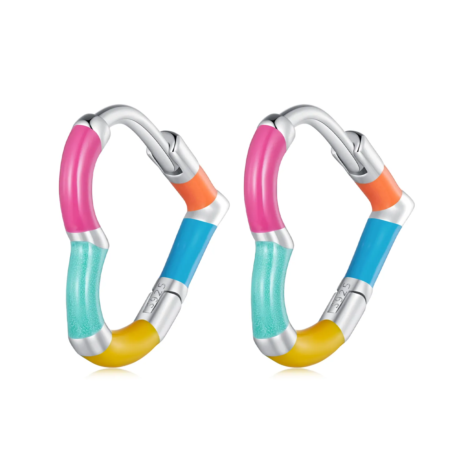 orecchini a cerchio stile pandora con cuore arcobaleno sce1607