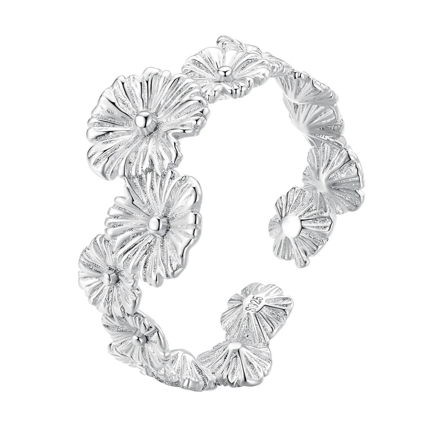 anello a fascia stile pandora con fiore di margherita classico bsr382