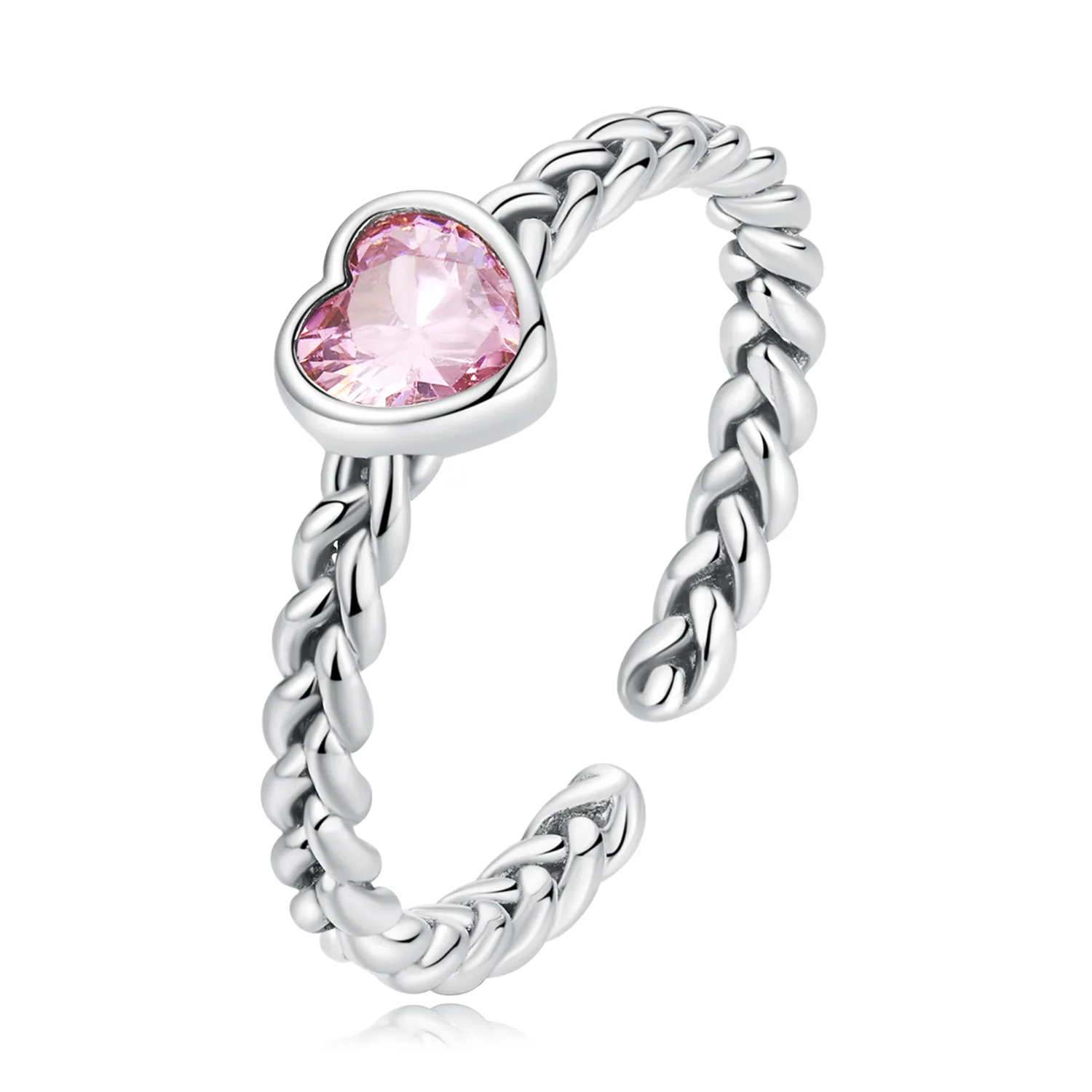 anello a forma di cuore rosa stile pandora scr865