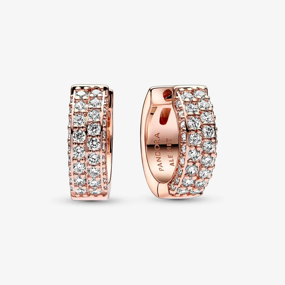 orecchini a cerchio pandora timeless pavé a doppio filo 282622c01
