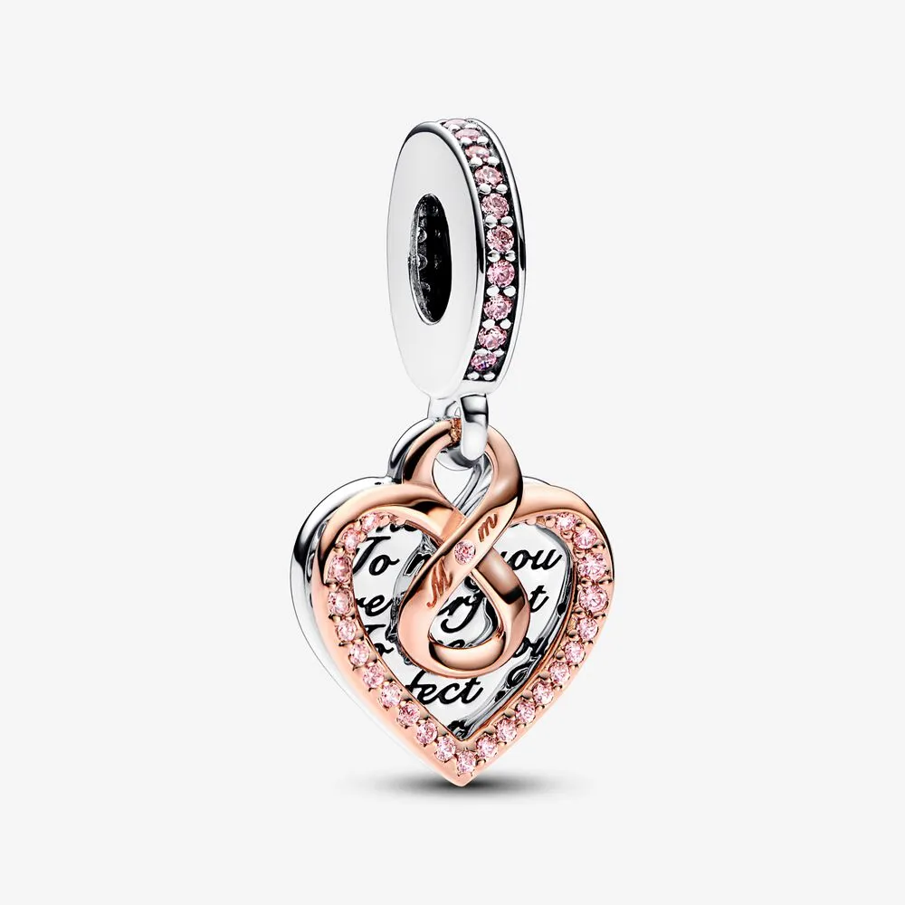 pandora ciondolo a doppio pendente a cuore infinito bicolore 782641c01