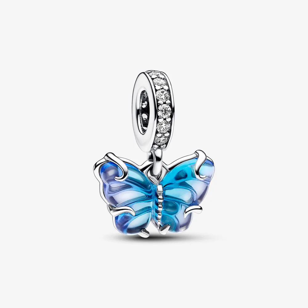 pandora farfalla pendente con ciondolo di vetro di murano blu 792698c01